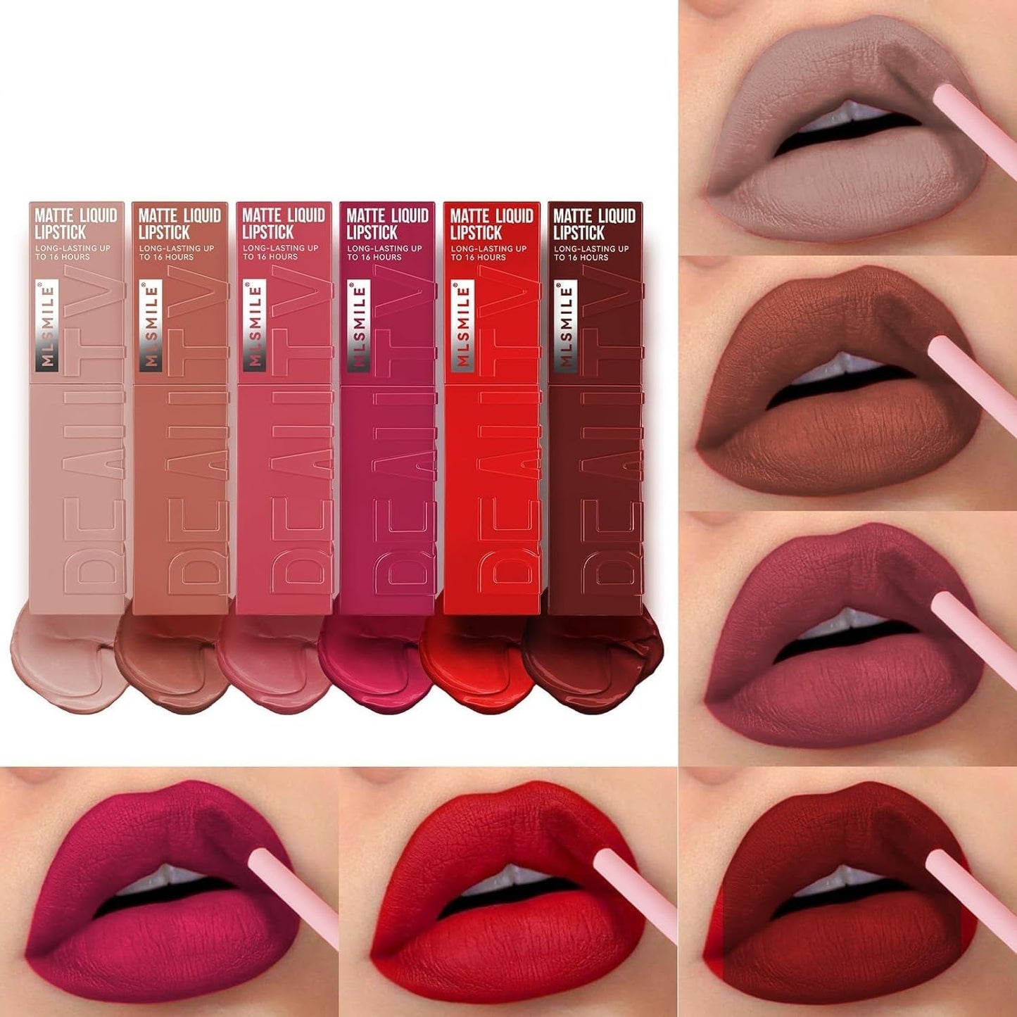 Matte Liquid Lipstick, Matte Velvet Lip Gloss, High Pigmented Lip Stain Tint Makeup, Long Lasting Waterproof Non-Stick Cup Not Fade Lip Blam, Lip Makeup Gift for Women (6 set)