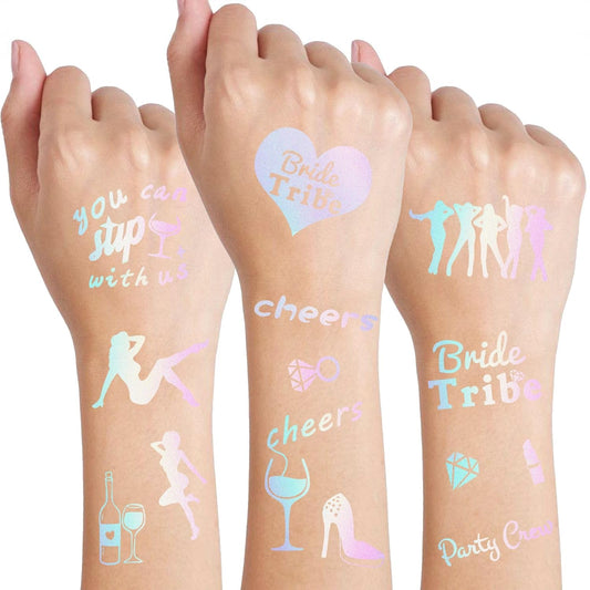 20+ Designs Bachelorette Temporary Tattoo Temporary Tattoos Silver Style Bachelorette Party Decoration Bridal Party Favors Bridesmaid Gifts Temp Tattoos Party Favors Hand Face Tattoo Bride To Be