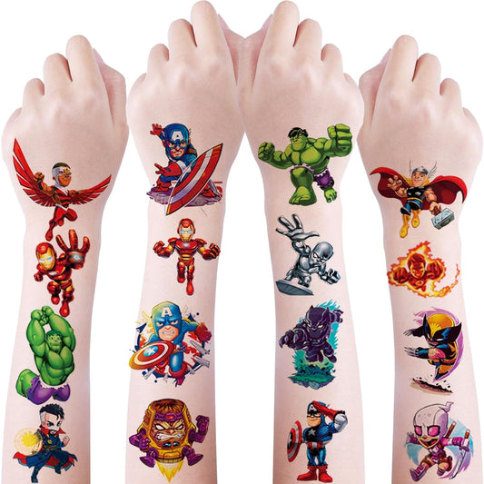8 Sheet Superhero Temporary Tattoos for Kids, Superhero Tattoos for Kids Boys Girls Superhero Birthday Party Supplies Decorations,DIY Waterproof Tattoos Stickers