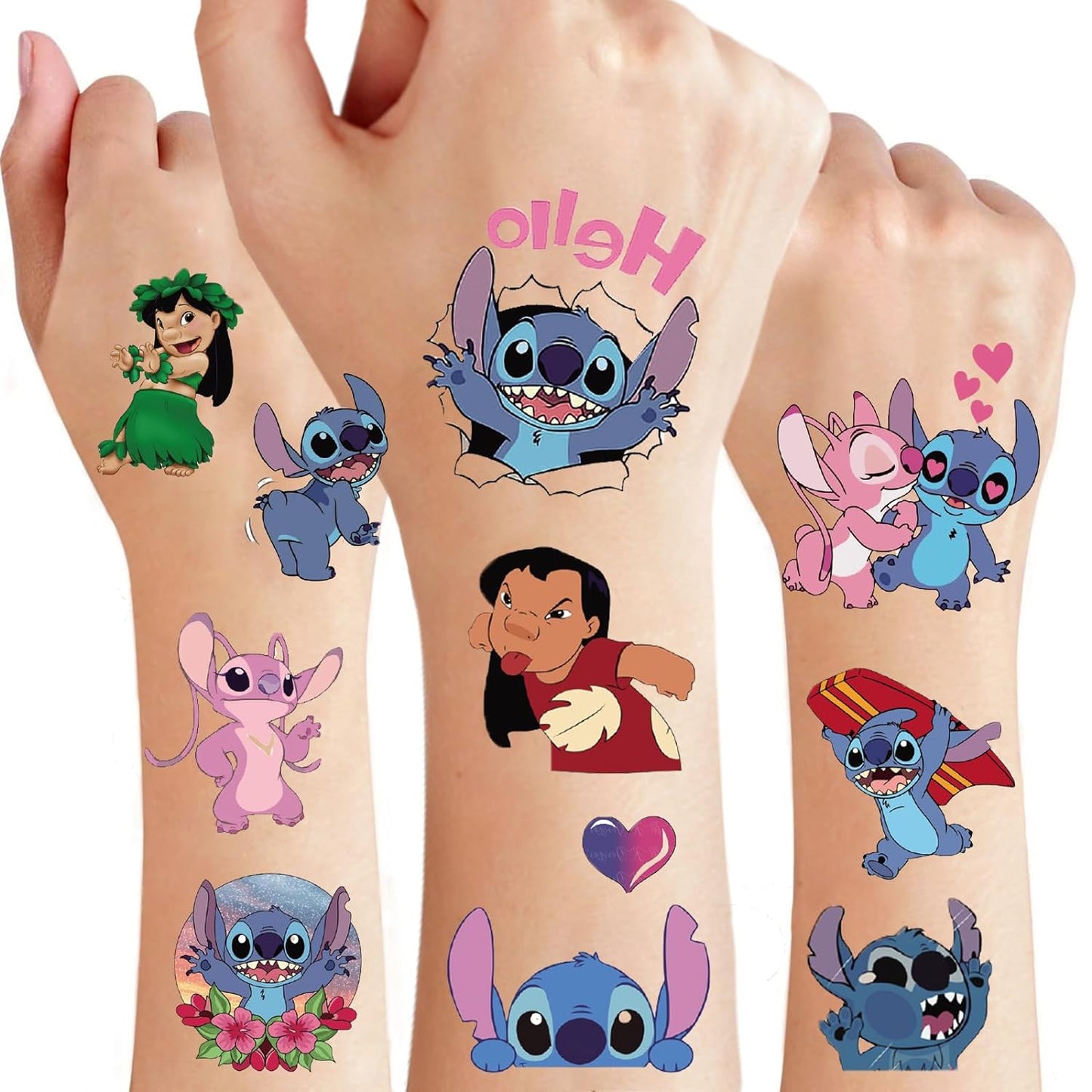 Stitch Birthday Party Supplies,8 Sheets 100Pcs Temporary Tattoos Party Favors