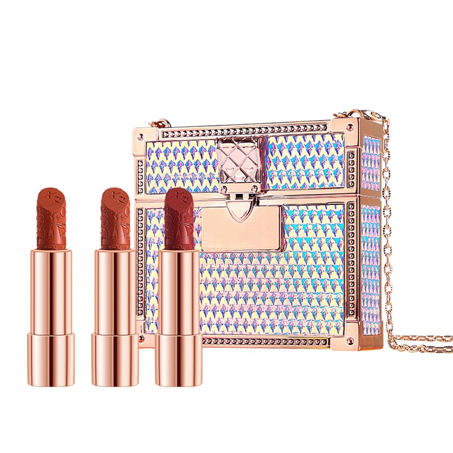 Erinde 3Pcs Laser Lipstick Lip Makeup Matte for Women Waterproof Lip Stick Satin Lipstick Long Lasting Moisturizing Makeup Lipstick, Color Sensational Lipstick, Mother's Day Makeup Gifts for Women