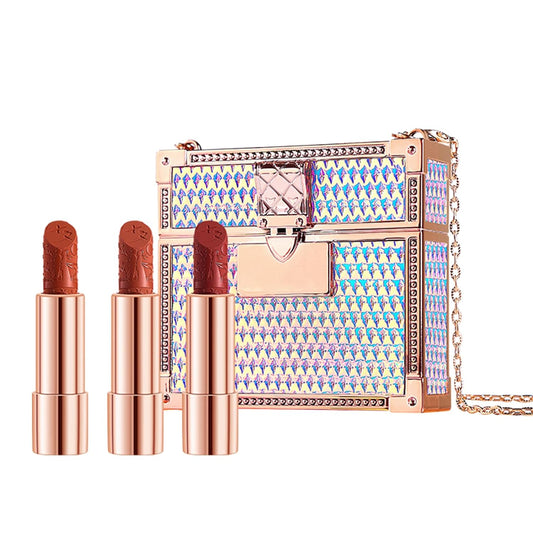 Erinde 3Pcs Laser Lipstick Lip Makeup Matte for Women Waterproof Lip Stick Satin Lipstick Long Lasting Moisturizing Makeup Lipstick, Color Sensational Lipstick, Mother's Day Makeup Gifts for Women