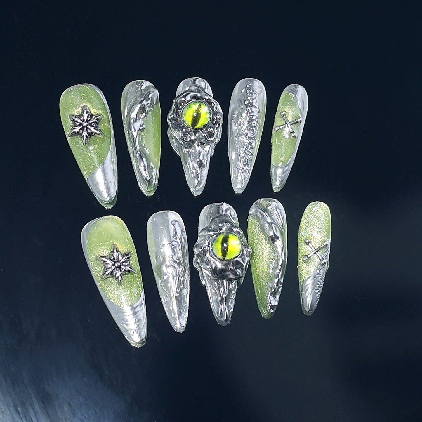 Fairy's Gaze Metal Holographic Long Nail Stickers