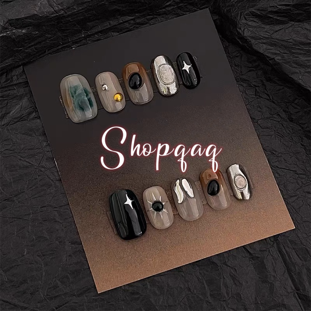 Monochrome Star French Tip Nail