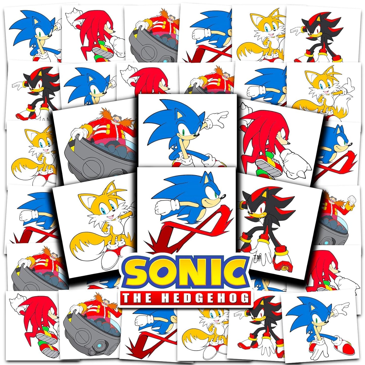 Sonic the Hedgehog Tattoos Party Favors Bundle ~ 72 Perforated Individual 2" x 2" Sonic Temporary Tattoos for Kids Boys Girls (Sonic Party Supplies)