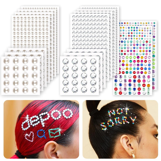 Hair Jewels,2472 Pcs Hair Gems,Hair Diamonds,Hair Pearls Stick On,Bling Stickers Rhinestone Self Adhesive for Crafts,Face,Makeup,Eye,Nail