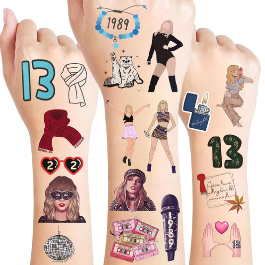 Temporary Tattoos - 100Pcs Music Temporary Tattoos Stickers For Fan Birthday Party Decorations Hand Tattoos Favor Supplies Gift For Kids Boys Girls Christmas