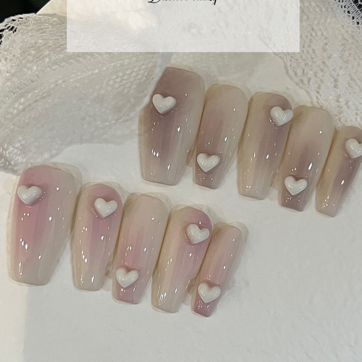 Three-dimensional love False Nails from SHOPQAQ