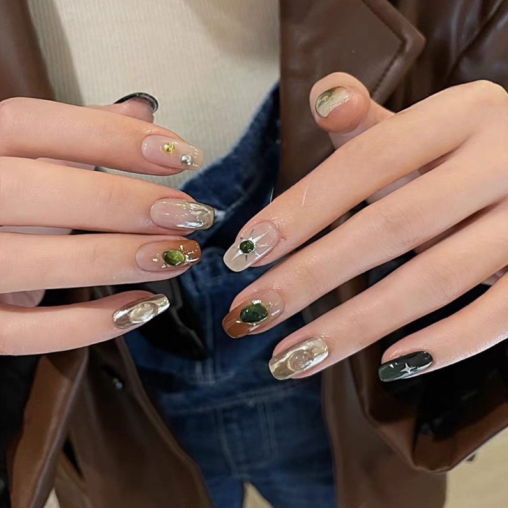 Monochrome Star French Tip Nail