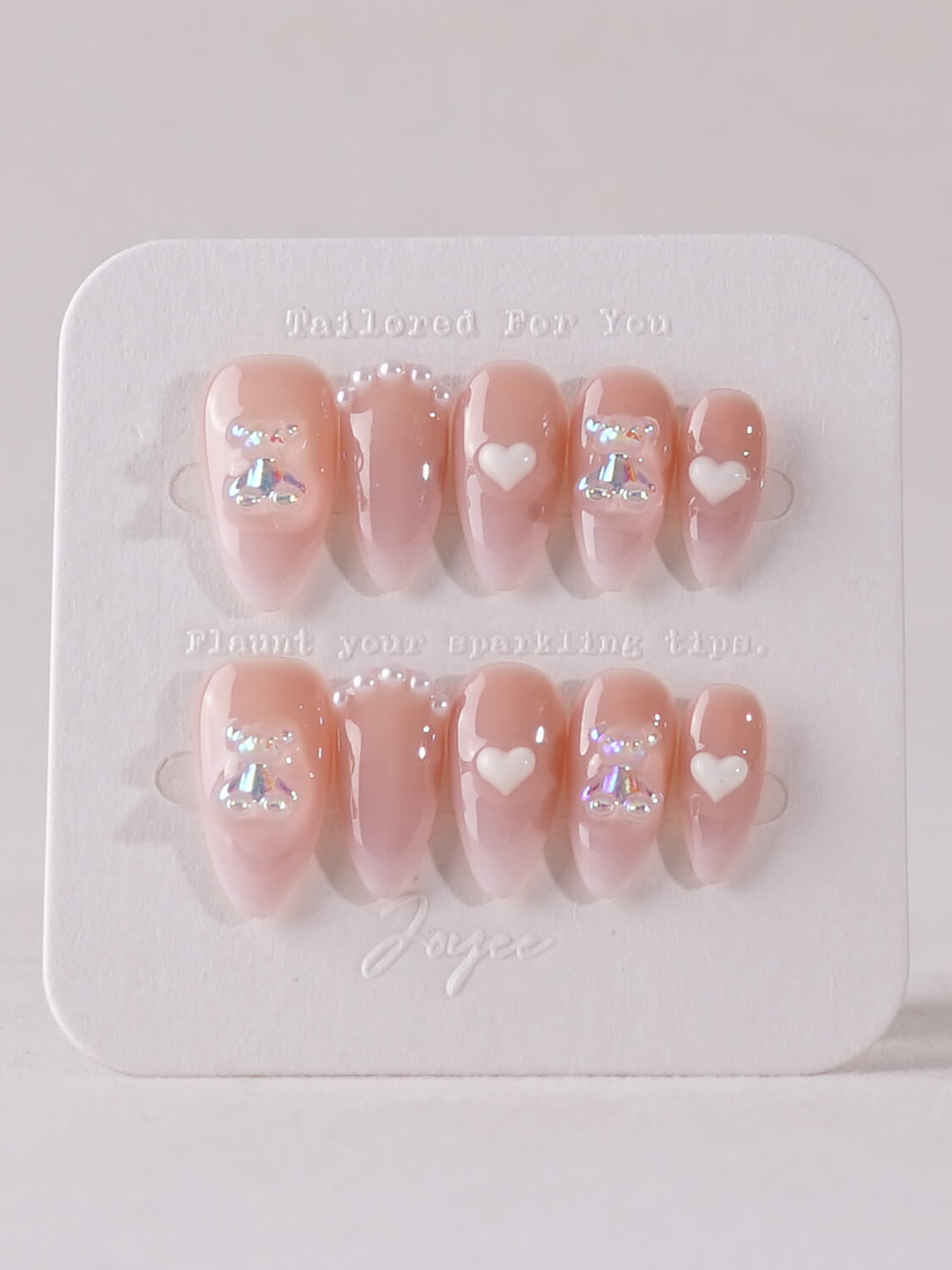 Handmade- Cute Bear Hug Press On Nail Set