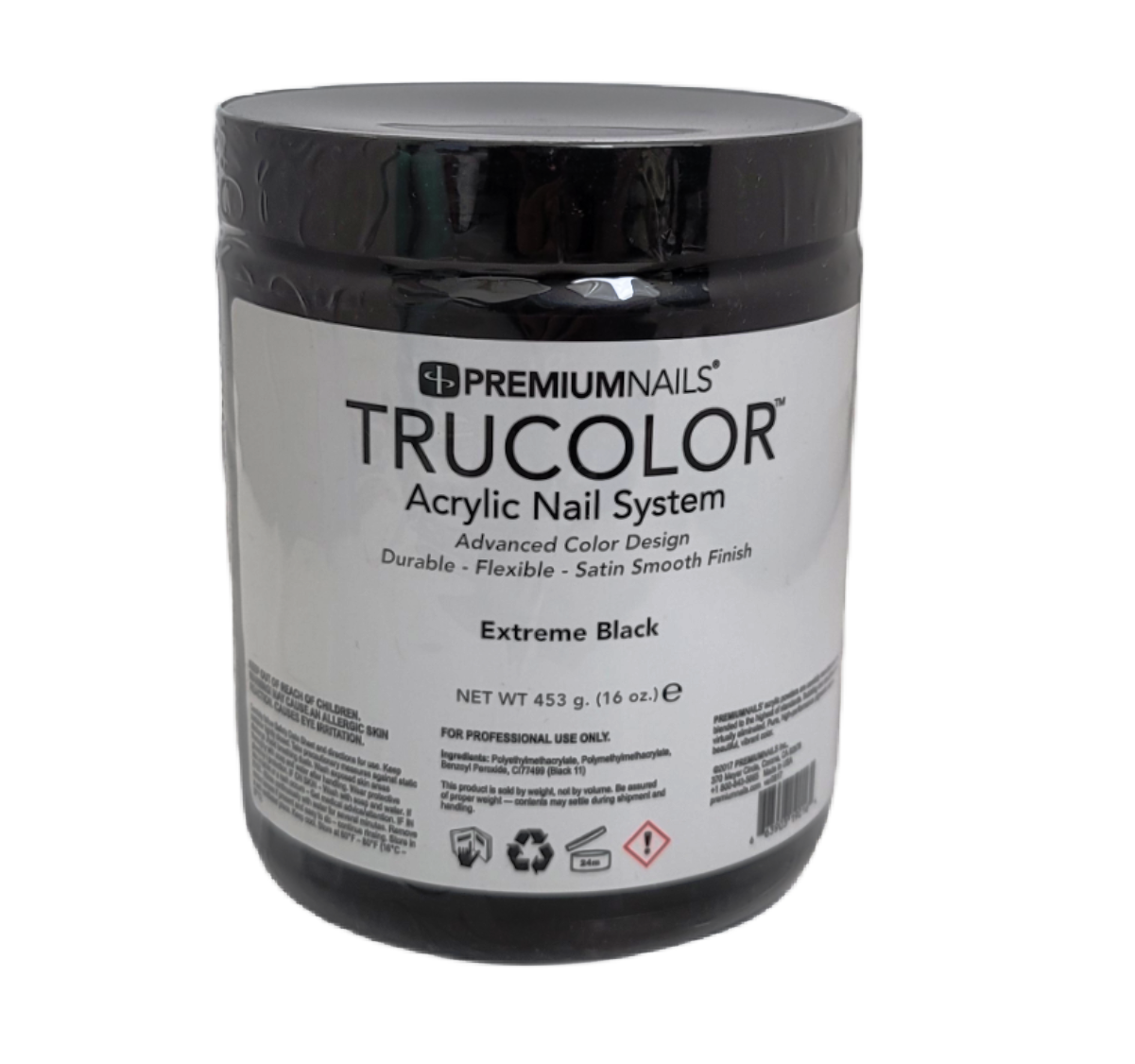 PREMIUMNAIL Acrylic Solar Nails Powder (Made in USA) - EXTREME BLACK - 16oz/453g