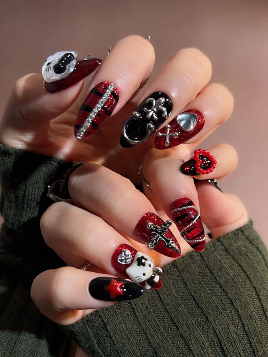 Handmade- Kitty Rebel Press On Nail Set