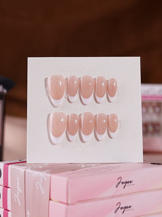 handmade- Pale Pink Nude Frenchtips short almond nails