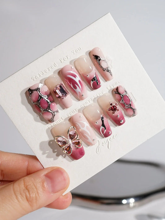Handmade- Butterfly Flame Press On Nail Set