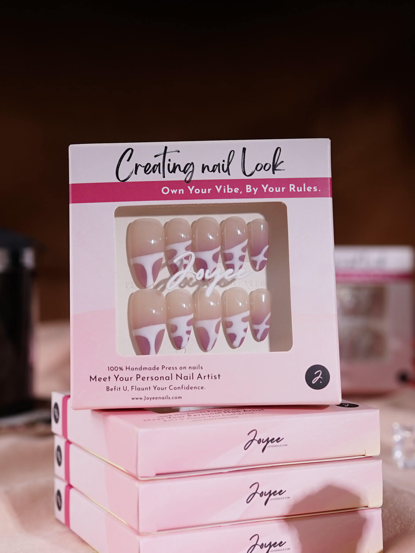 Handmade- Light purple white stripes Frenchtips