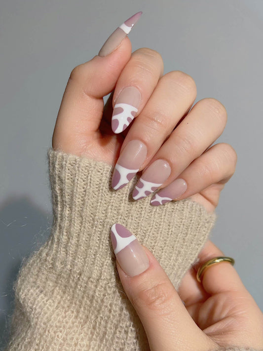 Handmade- Light purple white stripes Frenchtips