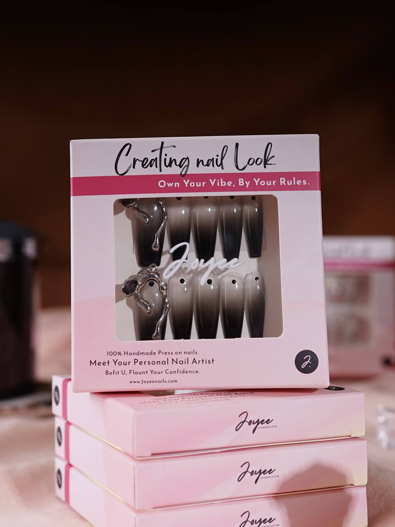 Handmade- black gradient metal jewelry gothic press on nails