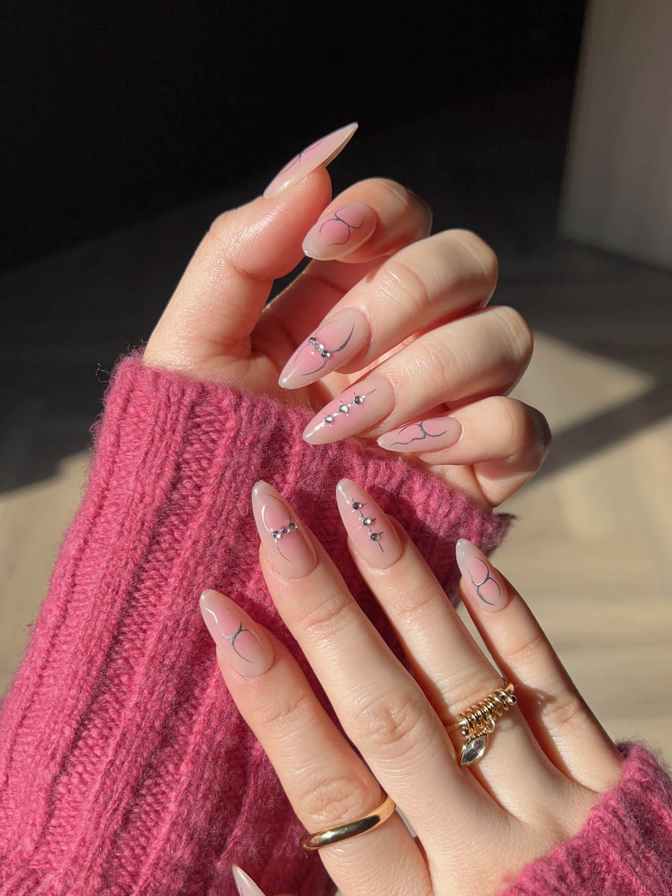 Handmade- Nude&Sliver Tipsy Hues Press On Nail Set