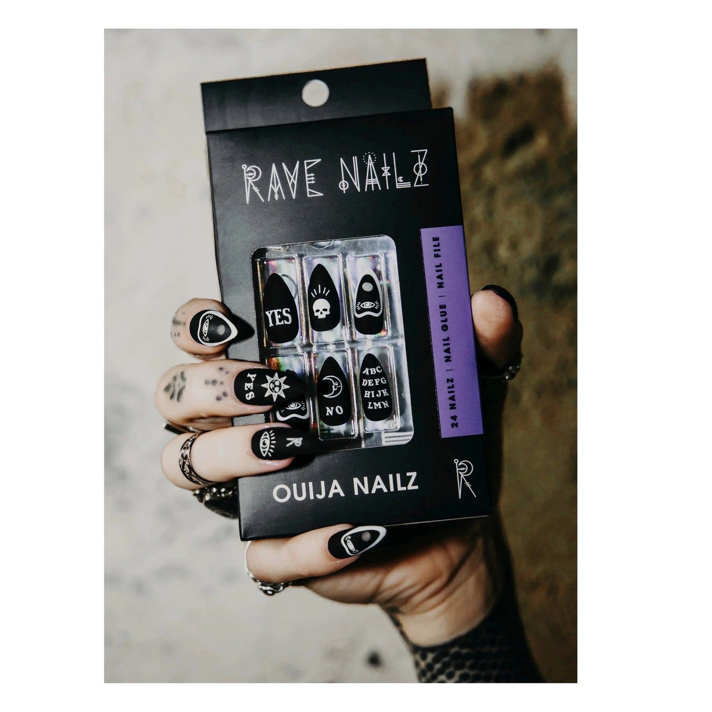Ouija Nailz in Black | Press On Nail Kit Includes 24 Nails