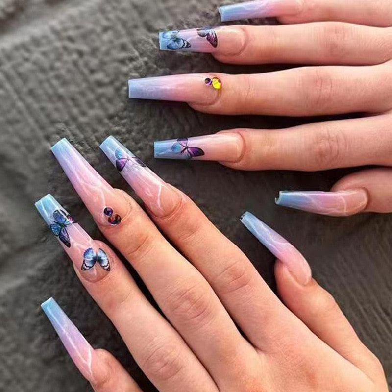 24pcs Glitter Coffin False Nails