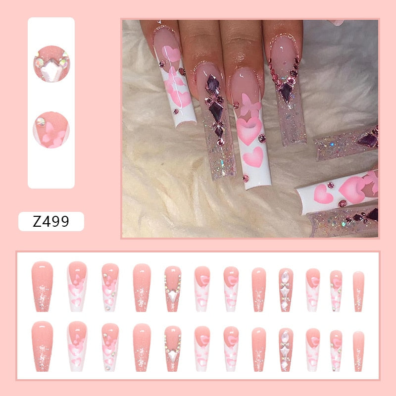 24pcs Glitter Coffin False Nails
