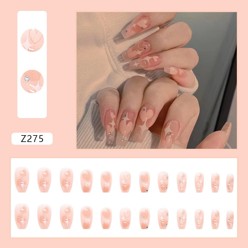 24pcs Rainbow Ombre Coffin False Nails