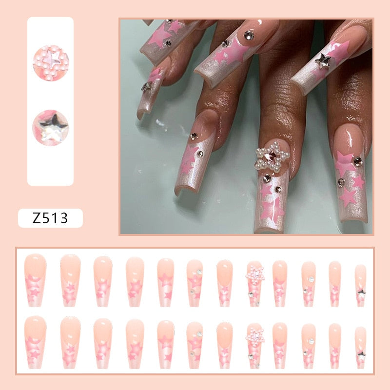 24pcs Glitter Coffin False Nails
