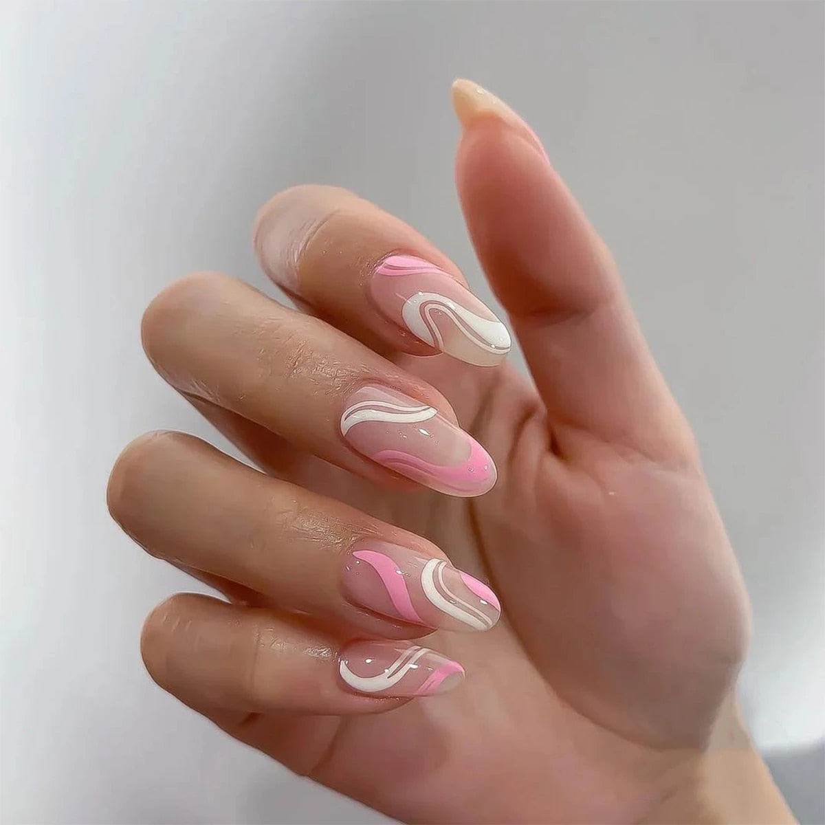 24pcs Pink Butterfly False Nails