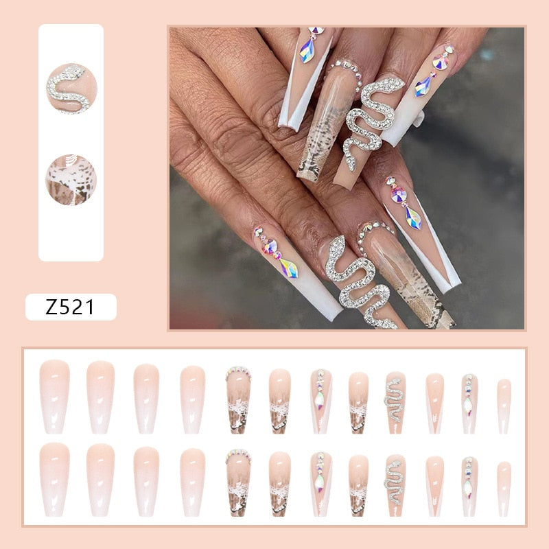 24pcs Glitter Coffin False Nails