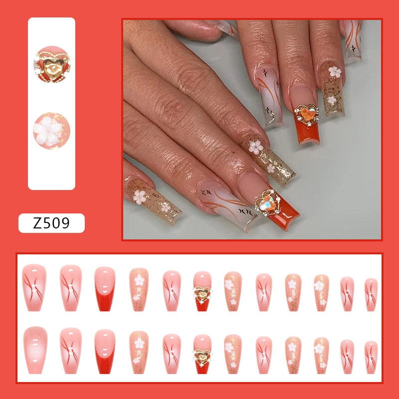 24pcs Glitter Coffin False Nails