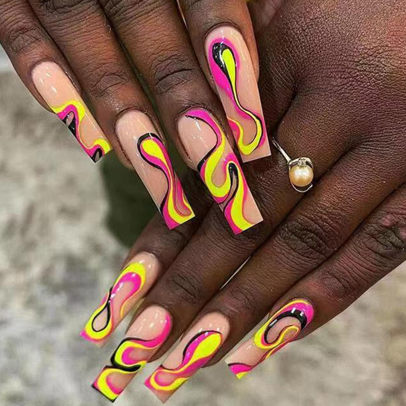 24pcs Glitter Coffin False Nails