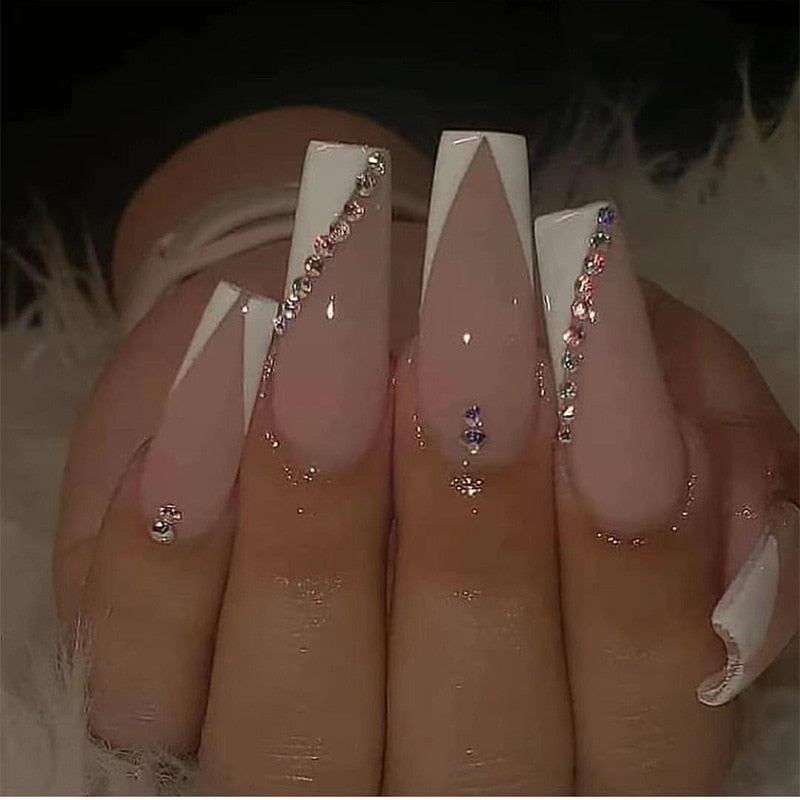 24pcs Glitter Coffin False Nails