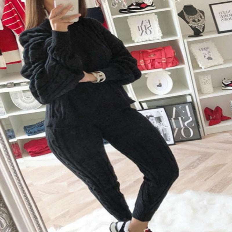 Plus Size Knit Pants Set