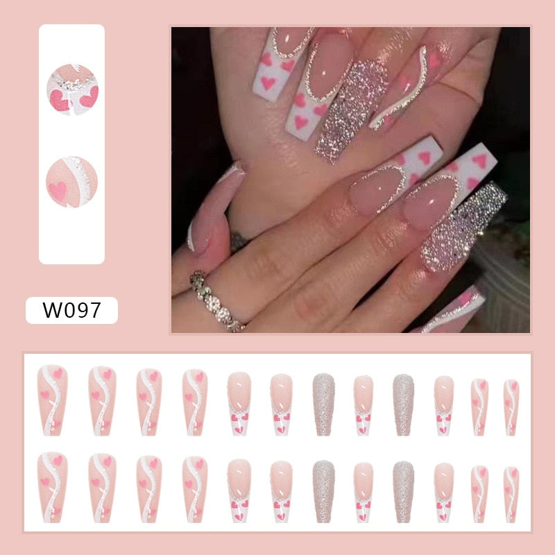 24pcs Glitter Coffin False Nails