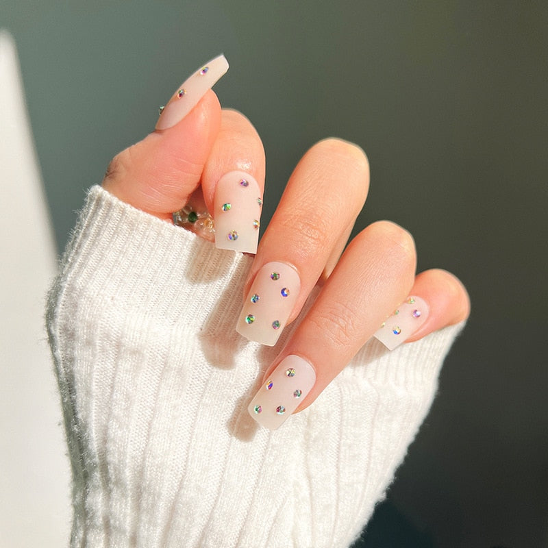 24pcs Pink Butterfly False Nails