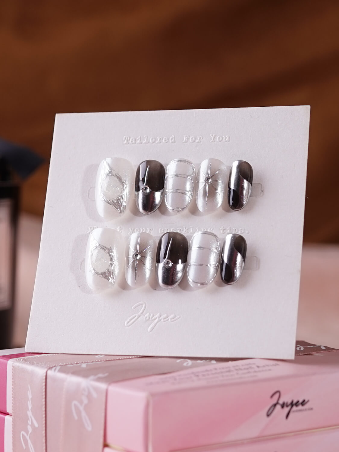 Silver-nails-Short-Oval-Shape-Nails-Flame