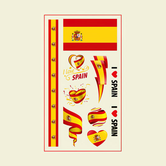 Flag Tattoo Stickers World Cup Soccer Match Party Gifts-Spain