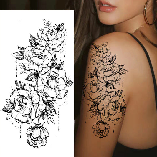 Flowers Temporary Tattoos Stickers Rose Fake Tattoos Stickers for Men and Women