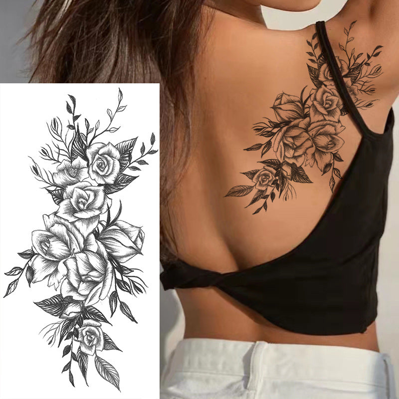 Flowers Temporary Tattoos Stickers Rose Fake Tattoos Stickers for Men and Women