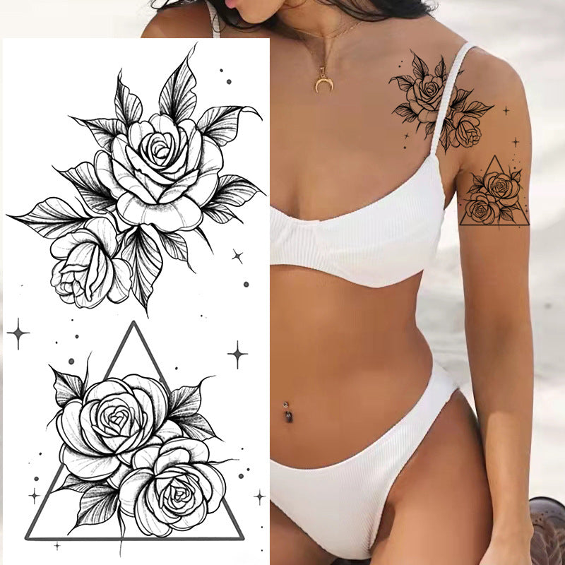 Flowers Temporary Tattoos Stickers Rose Fake Tattoos Stickers for Men and Women