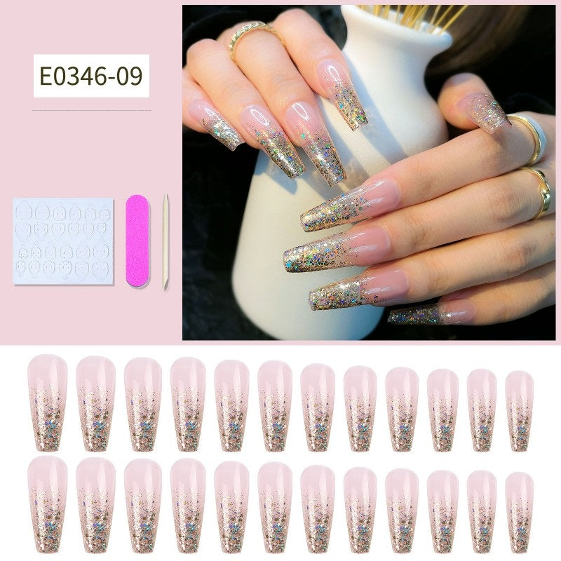 24Pcs Long Coffin Nails Ballet Fake Nail for Women & Girls
