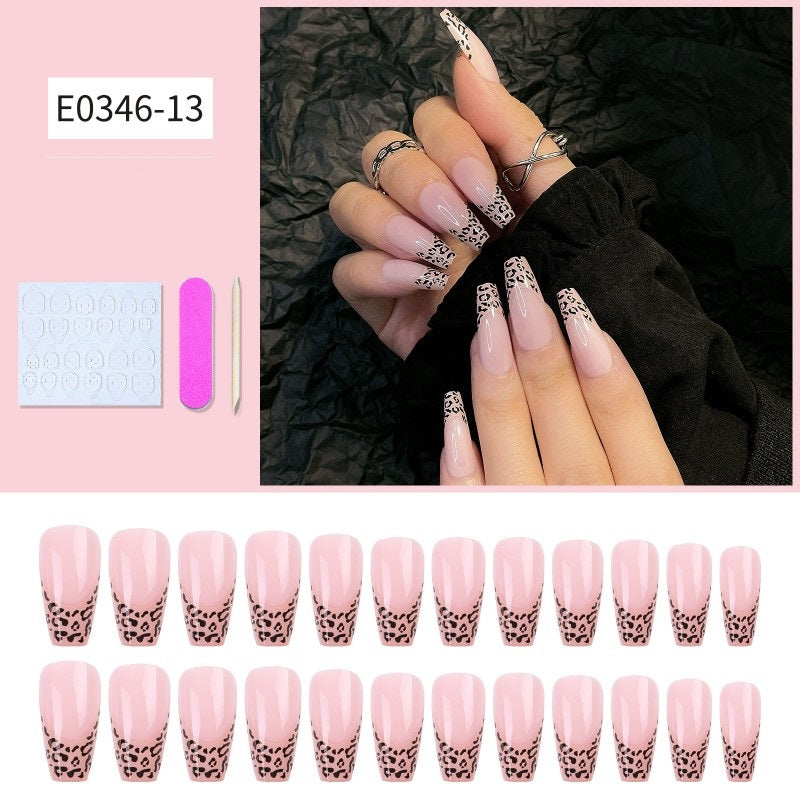 24Pcs Long Coffin Nails Ballet Fake Nail for Women & Girls
