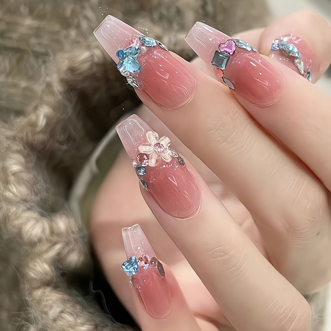Floral French Manicure Nail Stickers False Nails from SHOPQAQ