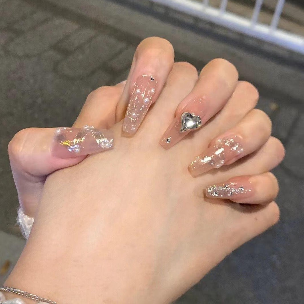 Pink streamer False Nails from SHOPQAQ