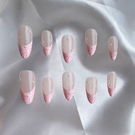 Muse-inspired  Pink Water Wave Pearl Wearable Nails 2024
