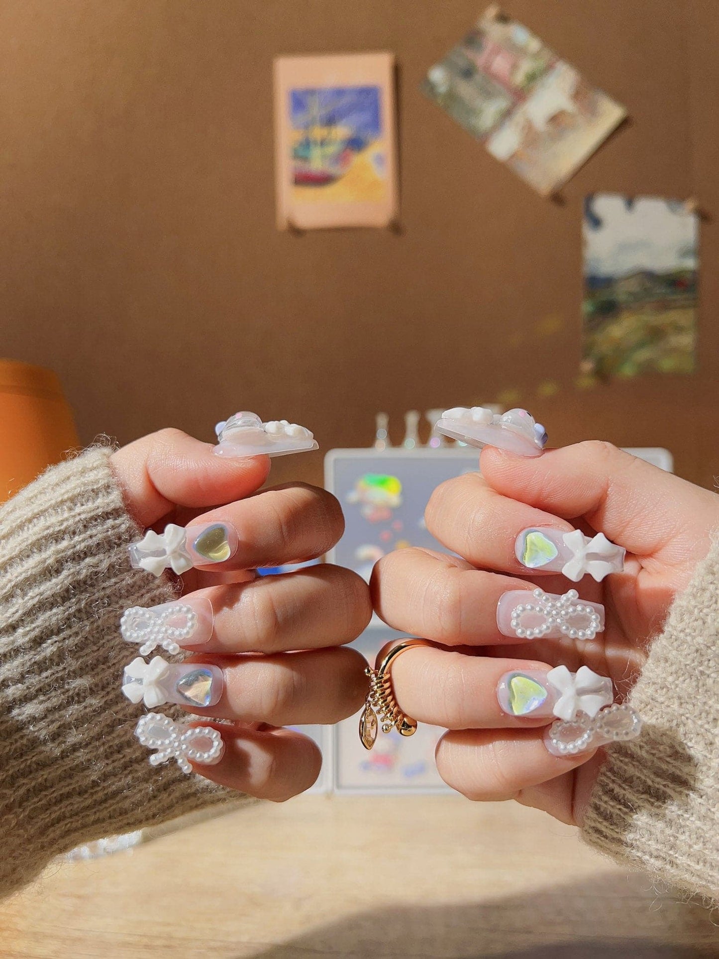 Handmade- Cinna Mint Press On Nail Set