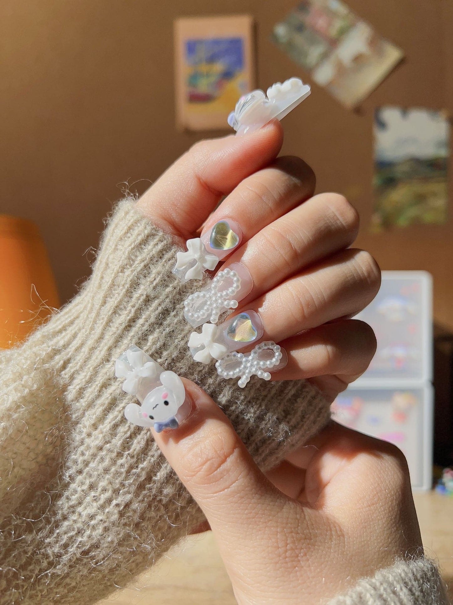 Handmade- Cinna Mint Press On Nail Set