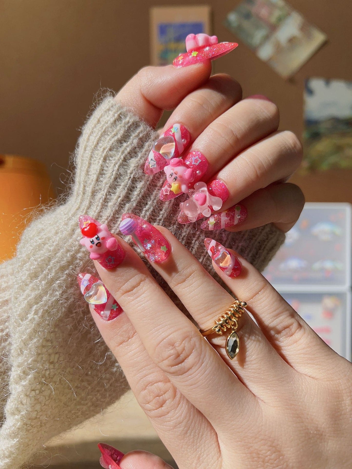 Joyee Dreamland Swirl Med Almond Press-on nails | Ready to ship