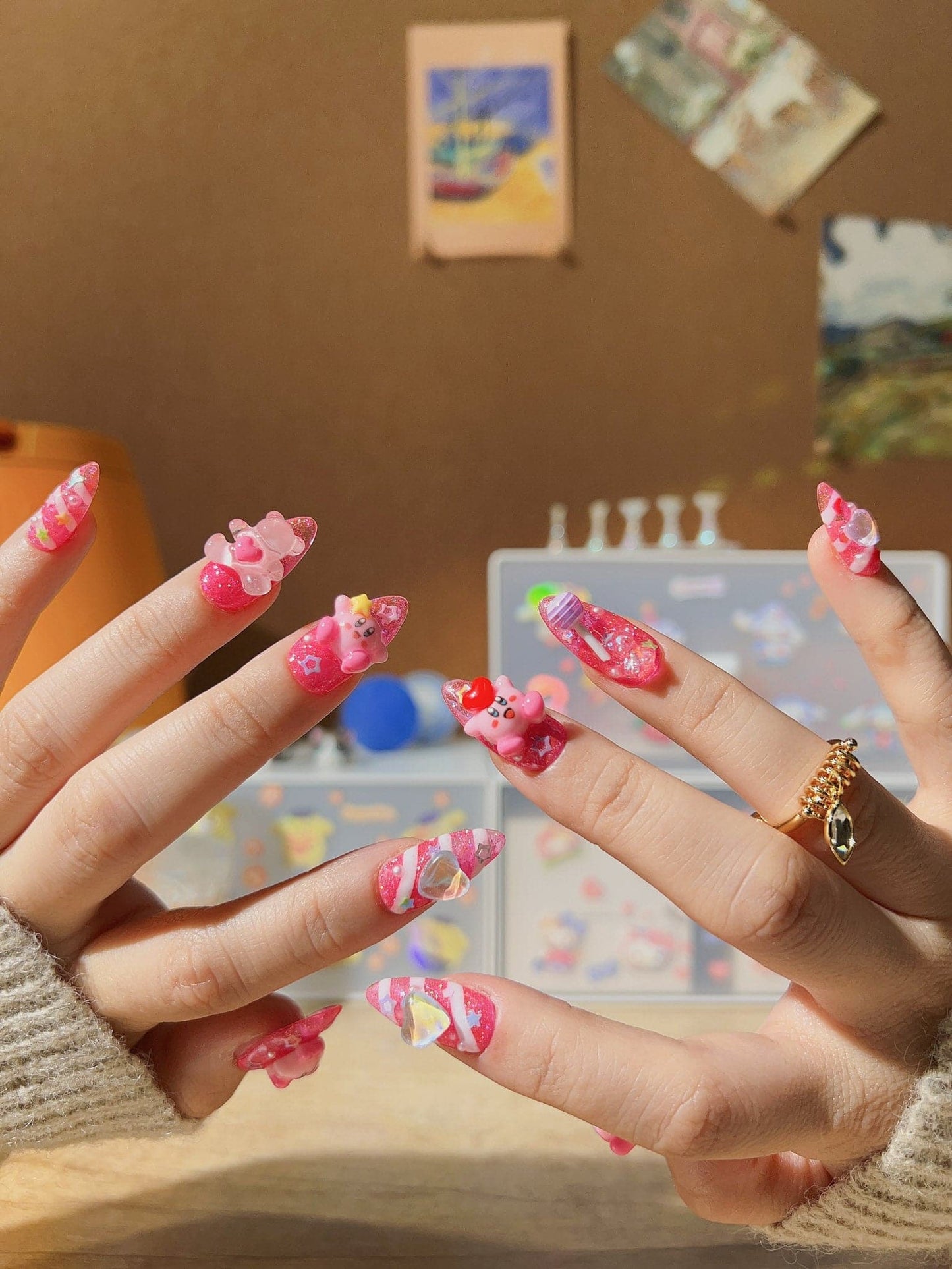 Joyee Dreamland Swirl Med Almond Press-on nails | Ready to ship