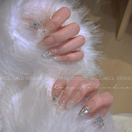 Milky Gradient | False Nails | Affordable  Luxury, Edgy False Nails, False Nails, free shipping, French, Handmade, Handmade False Nails, High-Grade False Nails, High-Quality, Milky Gradient, Nail Art, White False Nails, White Nude | SHOPQAQ